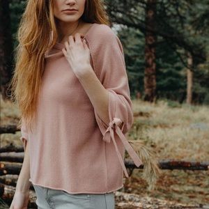 NWT Velvet by Graham & Spencer cashmere tie sweater rose SALE closet clean out